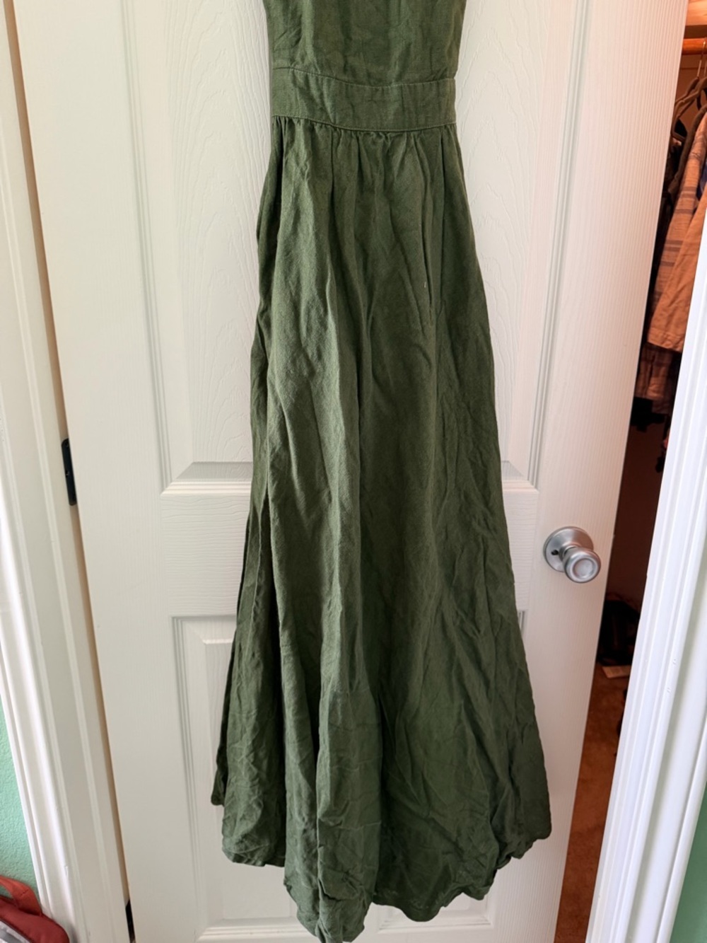 MANTAIKOIAI forest Green Linen dress - Picture 5 of 11